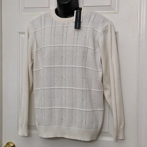 Oscar de la Renta Pull Over Sweater Men's Size L 100% Cotton Long Sleeve NWT